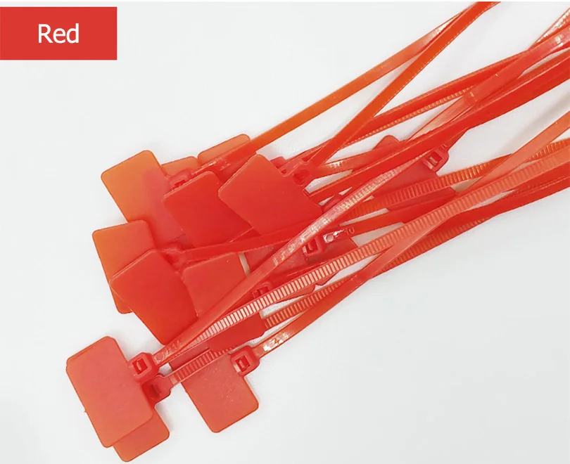 100PCS Red 100 шт. Easy mark 4*150 мм нейлоновые кабельные стяжки бирки пластиковые петли бирки маркеры Кабельные бирки самофиксирующиеся стяжки на молнии - Цвет: 100PCS Red