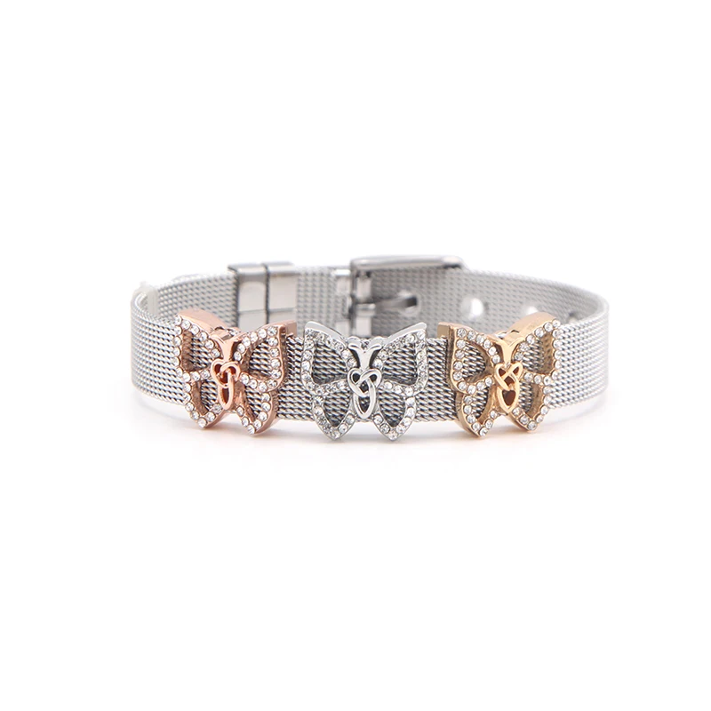Somsoar Jewelry Lovely Animail Slide Charm Bracelet Stainless Steel Mesh Bangle with silvering/gold/rose gold charm diy | Украшения и