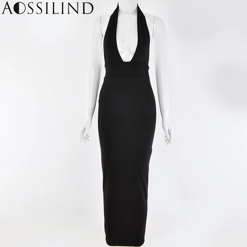 Женское трикотажное платье карандаш AOSSILIND Белое Облегающее Платье с открытой
