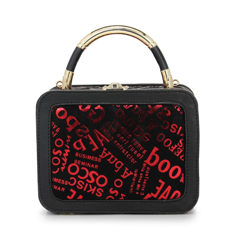 2018 New Design Women's Fashion Letter Pattern Totes PU Small Box Handbags Black Shoulder Cross body Clutches(C1747) | Багаж и сумки