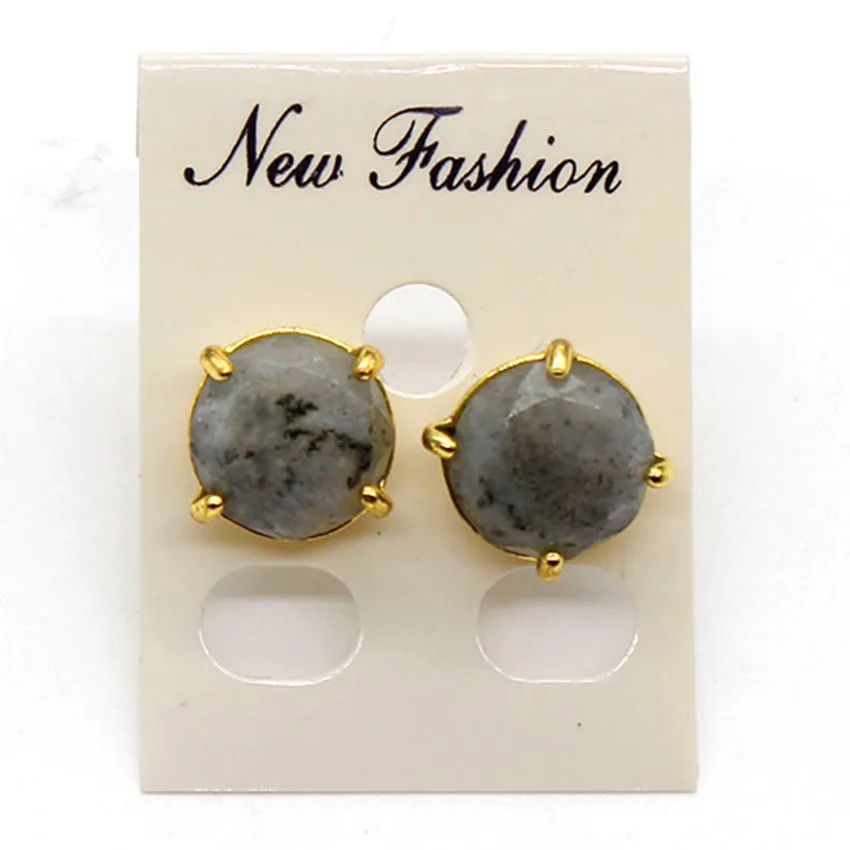 Серьги гвоздики из крафт бусин светло желтого золота женские ювелирные