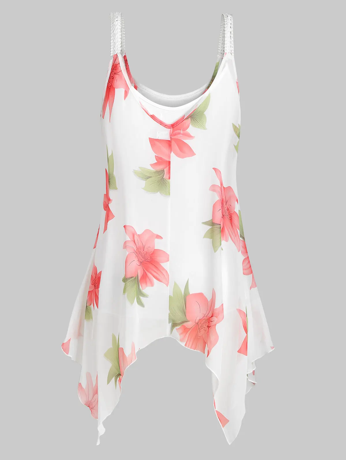 Женская Асимметричная майка ROSEGAL Длинный топ без рукавов с цветочным принтом и