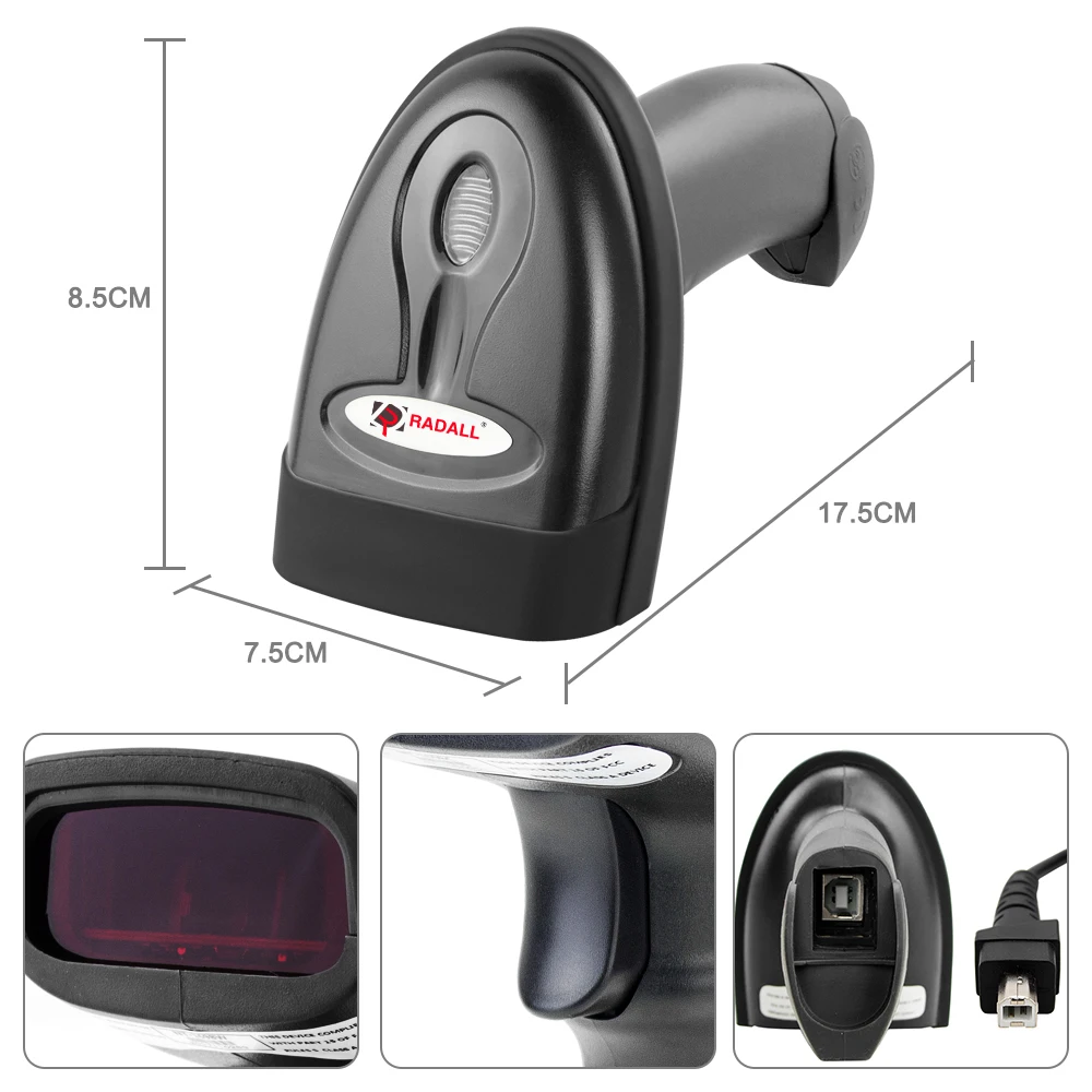 USB Wireless Barcode Scanner 30m 2.4G Laser Bar Code Reader with Receiver(2.4GHz &ampUSB2.0 Wired) for POS System RD-1698W | Компьютеры и