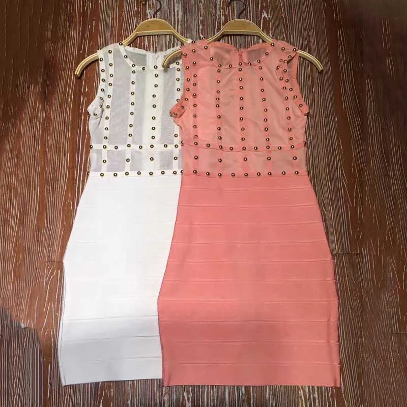 Новинка 2017 женское вечернее Бандажное платье сексуальное без рукавов Сетчатое