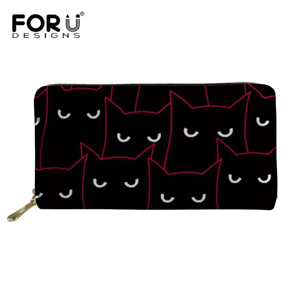 FORUDESIGNS/Новинка, женский длинный кожаный кошелек с кошкой, дизайн полутона, кошелек, кредитный держатель для карт, телефона, кошелек на молнии, кошельки - Цвет: ZJZ555Z21