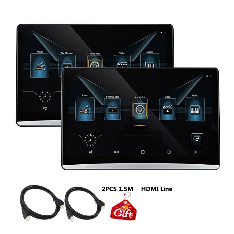 2 monitor only 12,5 дюймов Android 8,1 Автомобильный подголовник монитор 1920*1080 FHD 1080P видео сенсорный экран wifi/Bluetooth/USB/SD/HDMI/FM MP5 видеоплеер - Цвет: 2 monitor only