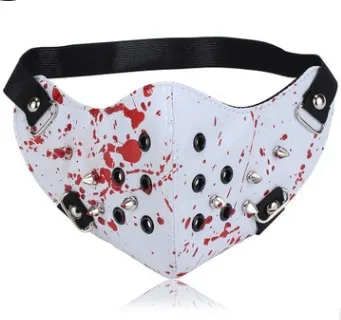 

Маска для лица из ПУ кожи, с заклепками, красная/белая