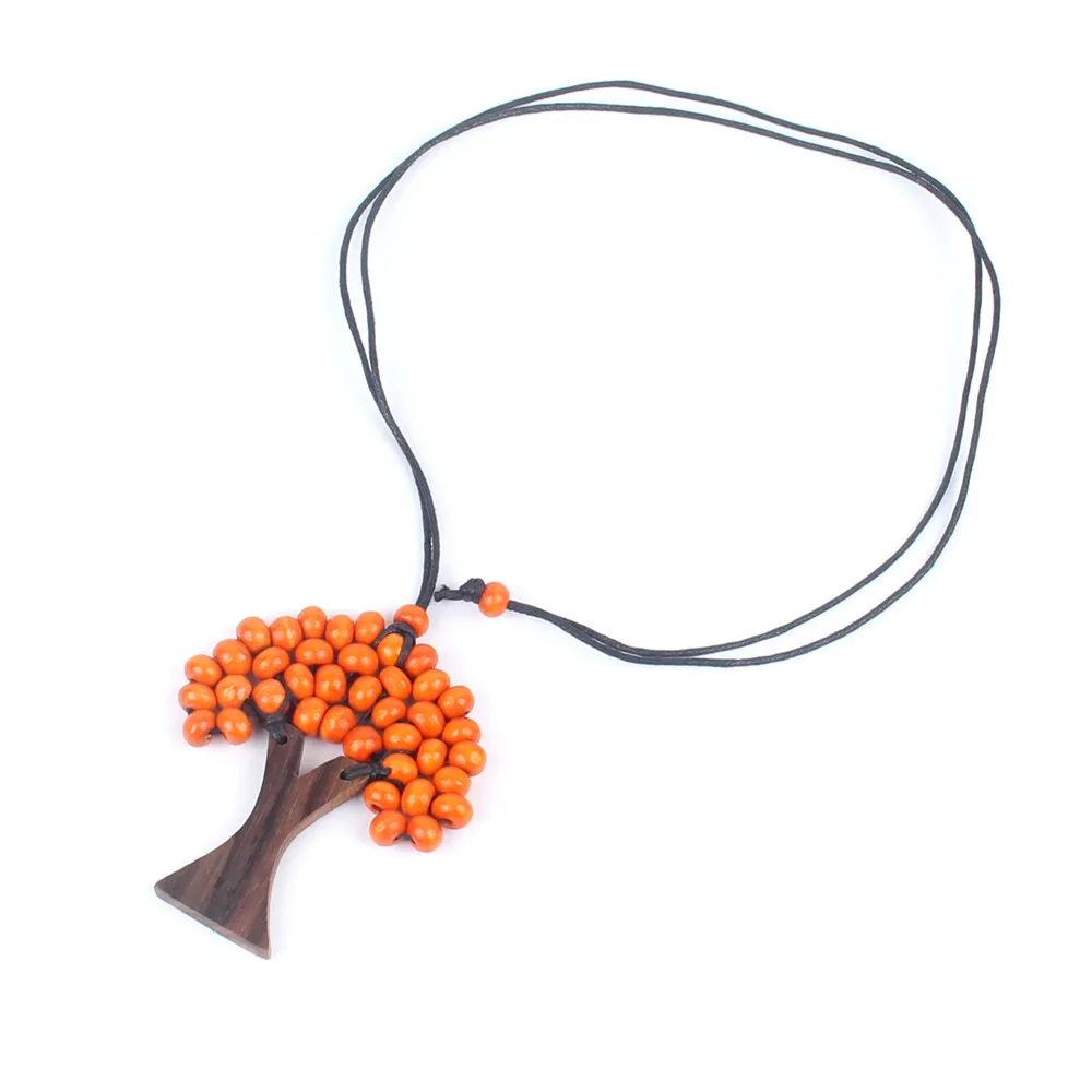 Simple New Design Boho Tree of Life Wooden Leather Rope Necklace for Women Girl Drop Shipping | Украшения и аксессуары