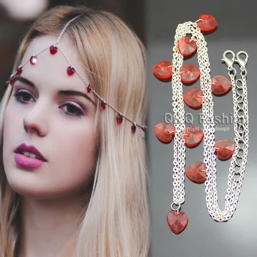 Fab Серебряная цепочка сердце камень волос Тикка обруч на голову головной убор