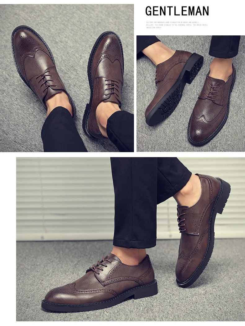 NPEZKGC Spring Big Size Men Leather Shoes Fashion Dress Business Shoes Lace Up Men Formal Oxfords Shoes For Men Wedding Shoes