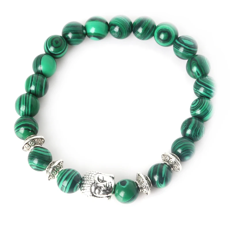 Женский натуральный камень 8 мм бусины в античном стиле серебряный браслет с