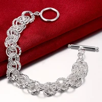 doteffil 925 sterling silver bracelets bangles for women bracelet round circle chain bracelets best gift