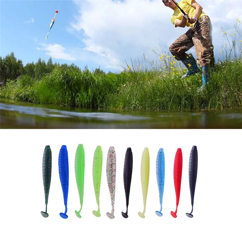 1 шт. мягкие приманки рыболовные личинки T хвост воблеры для рыбалки 95 мм 3g с