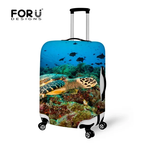 C0295 FORUDESIGNS/с рисунком рыбок Для Мальчиков И Синий Чемодан Защитная пылезащитные заглушки на колесиках, чемодан из эластичного Крышка 18/20/22/24/26/28 дюймов - Цвет: C0295