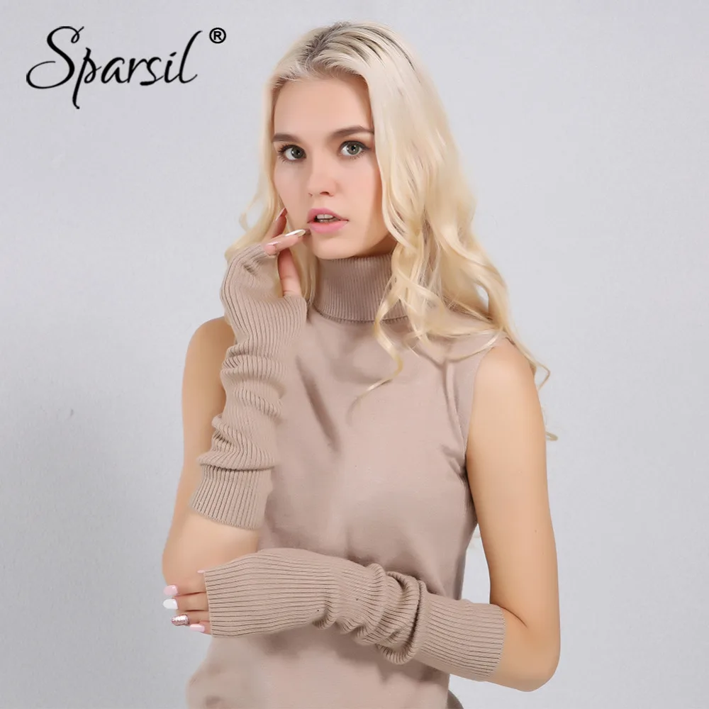 Sparsil женские осенние кашемировые перчатки длинные мягкие вязаные варежки теплые зимние однотонные Женские варежки Mujer Длина до локтя 40 см перчатки
