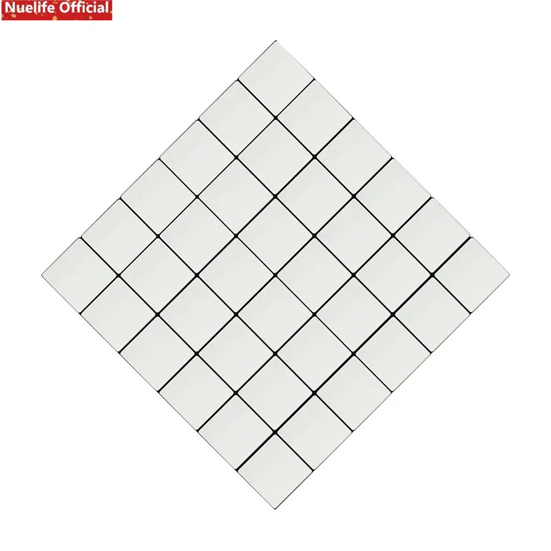 

4pcs White Mosaic Pattern 3D Wall Sticker Living Room Bathroom Kitchen Bedroom TV Background Wall Moisture Metal Wall Sticker