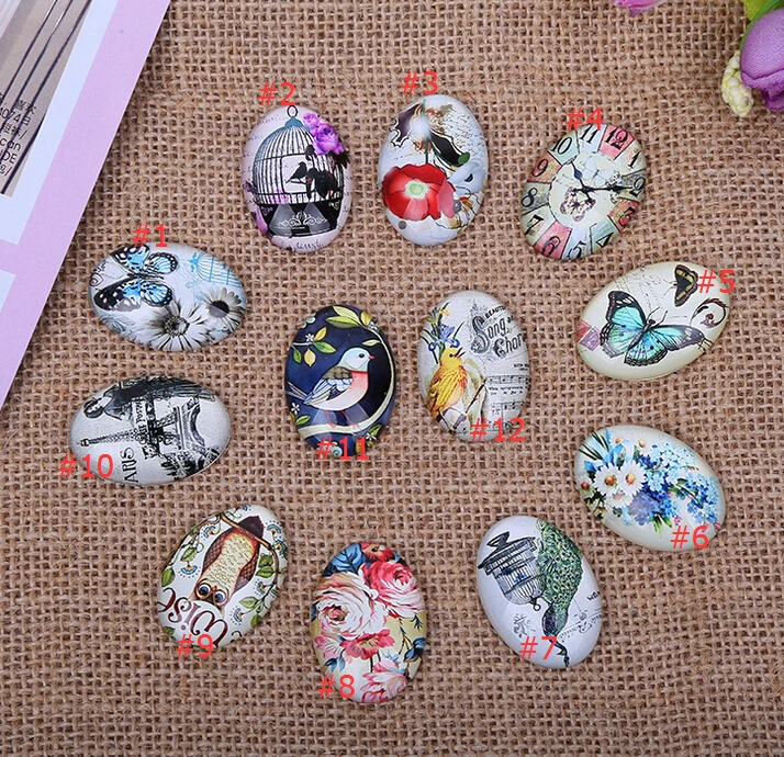 Стеклянные кабошоны и стеклянная подвеска в стиле ретро 13*18/18*25/30*40 мм|photo glass