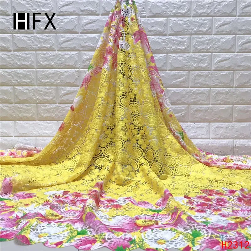 HFX африканская кружевная ткань желтого цвета гипюр 2019 высокое качество
