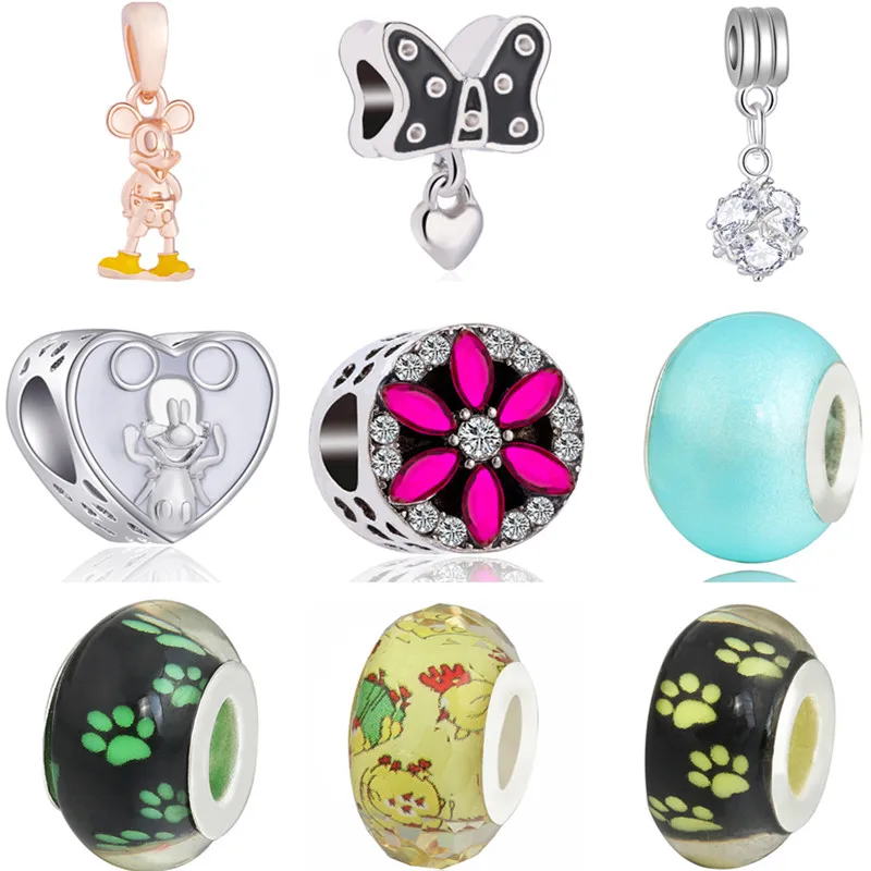 Маленькие массивные DIY цветы черепаха бант белка кулон Микки бусины подходят