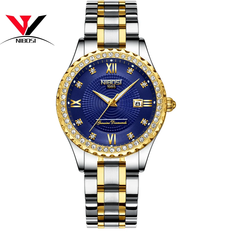 NIBOSI пара часов из нержавеющей стали классические мужские часы роскошные золотые
