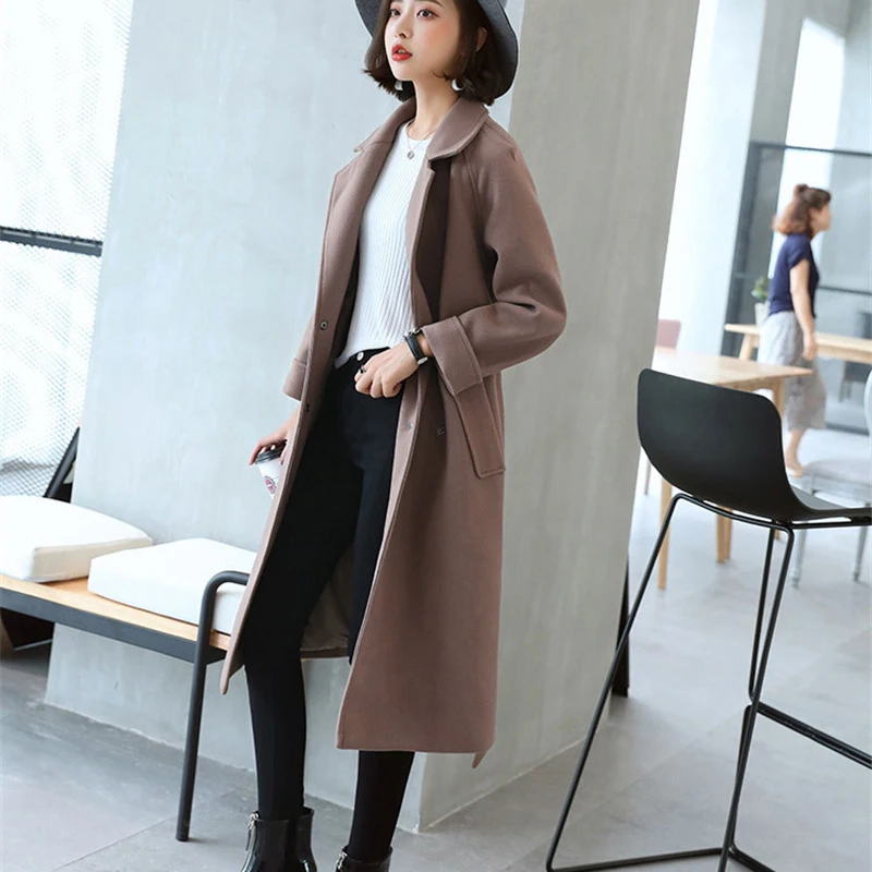 Женская осенне зимняя шерстяная куртка 2017 женское модное тонкое пальто