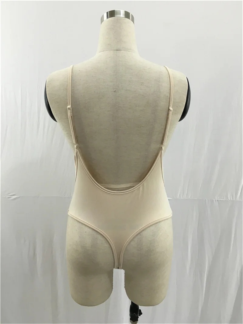 Сексуальный Боди без рукавов с открытой спиной облегающий черный однотонный 3