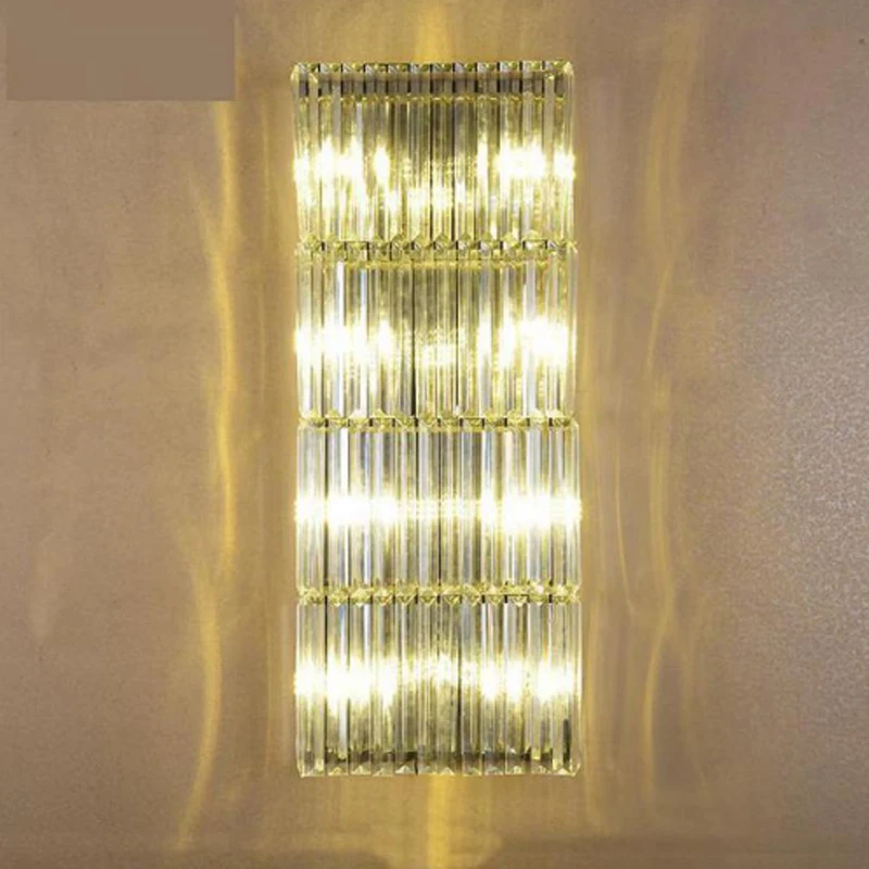 

rectangle crystal wall lamp living room TV background light bedroom square wall lamp Hotel Villa Club background wall lights