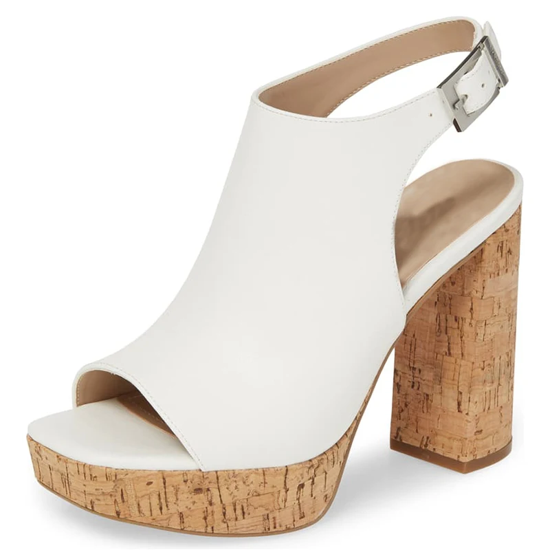 Черные пробковые Босоножки на платформе и высоком массивном каблуке женская