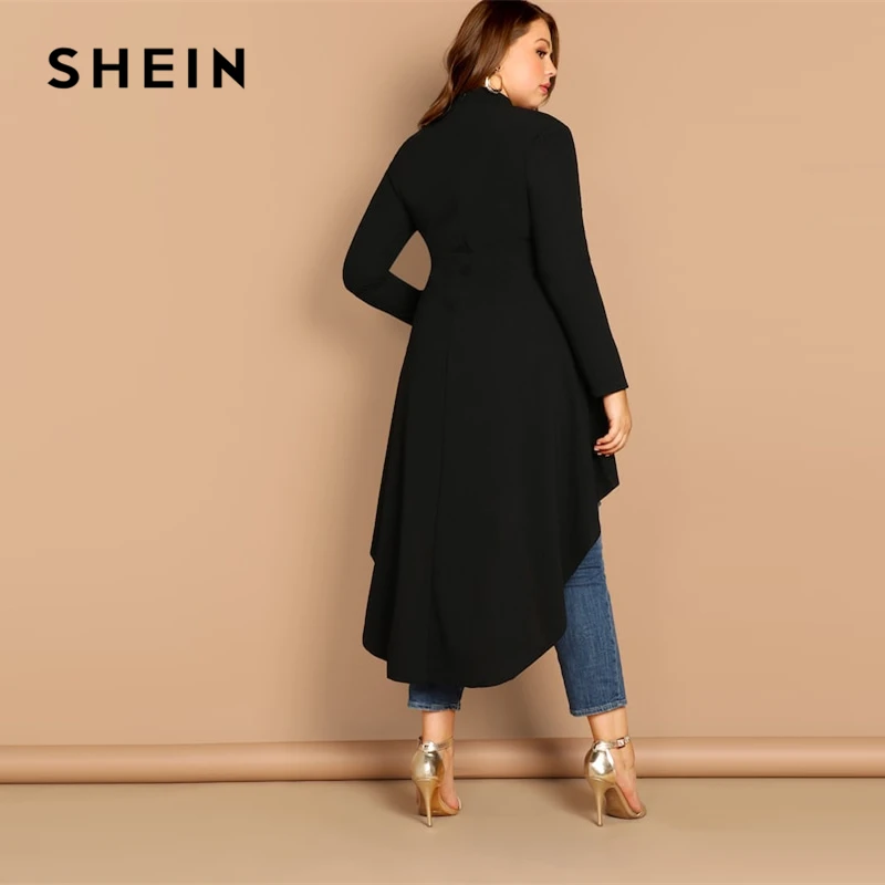 SHEIN Асимметричный Топ С Высоким Воротником Стильный Макси Топ С Длинным Рукавом Джемпер Размера Плюс