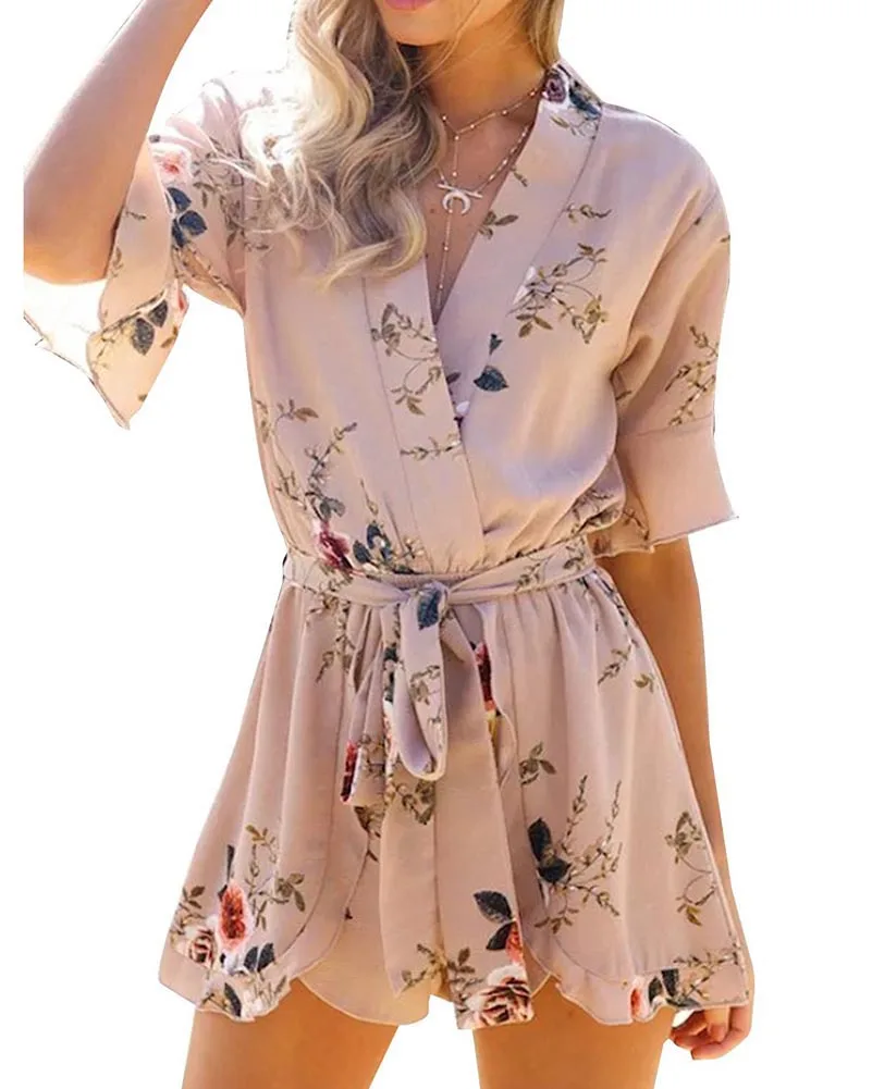 Новинка лета 2019 женская пляжная одежда Hitmebox с цветочным принтом и V образным