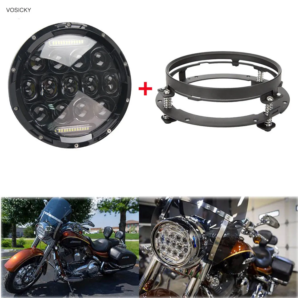 75 Вт 7 дюймовый светодиодный головной светильник Hi/ближнего света DRL для Хар лей с