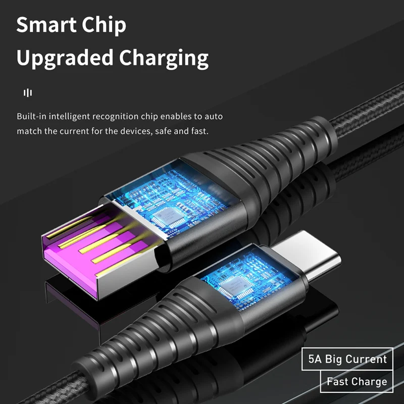 ROCK USB C кабель 5А быстрая зарядка usb type C кабель для huawei P30 Supercharge USBC Быстрая зарядка и кабель синхронизации для устройств type-C