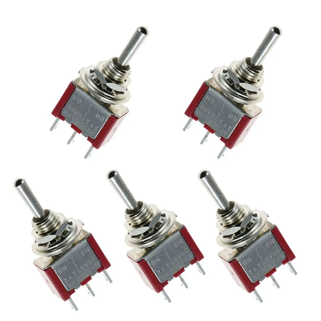 5 x Мини Мгновенный (вкл.) ВЫКЛ. переключатель модели Railway SPDT 12V Серебряный