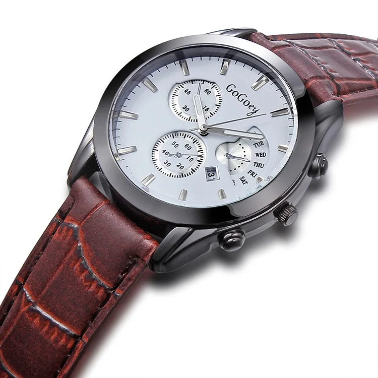 

Hot Sales Gogoey Brand Date Display Leather Watch Men Military Sports Quartz Wristwatch Relogio Masculino GO073