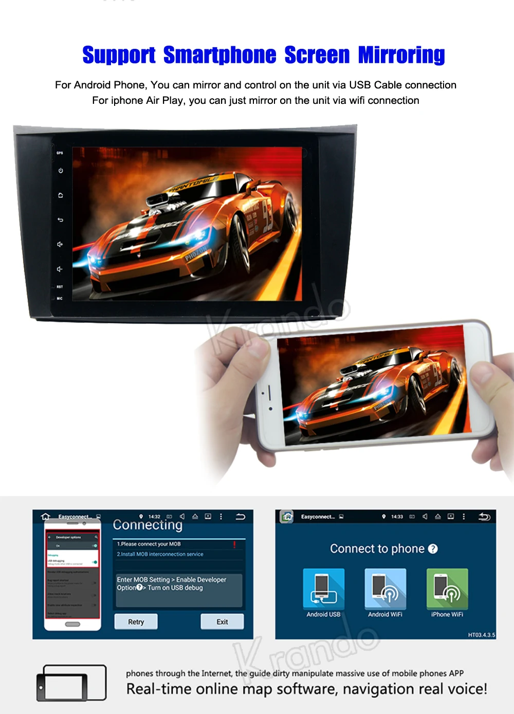 Автомобильный радиоприемник Krando Android 8 0 дюймов 32 Гб ROM для BENZ E CLASS W211 2002 2009 gps