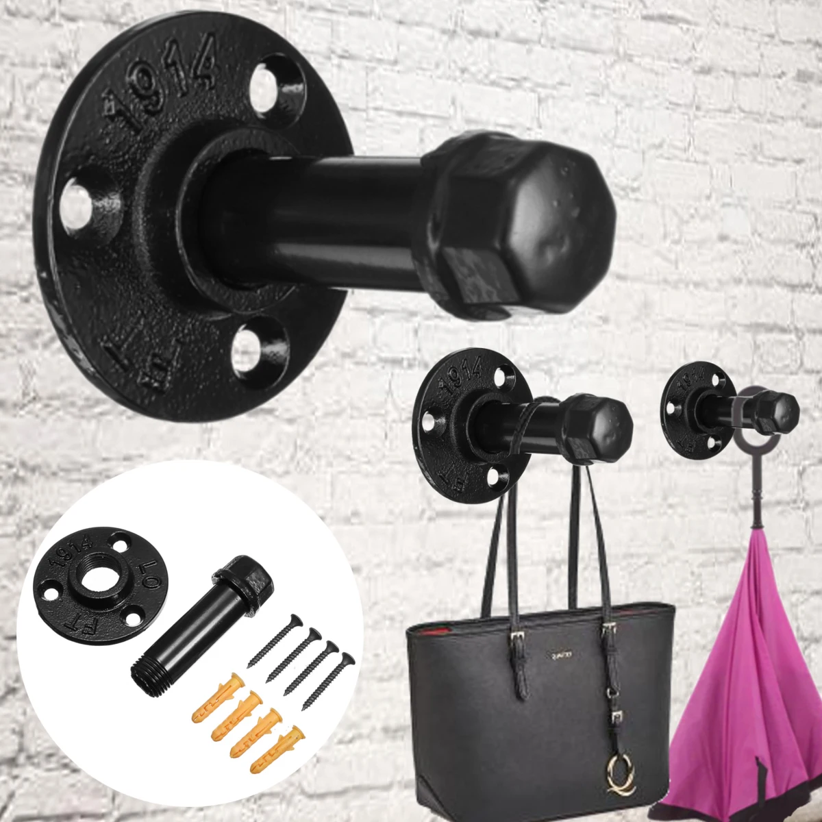 Городская промышленная Стиль для ухода за волосами укладки труба крюк в стену