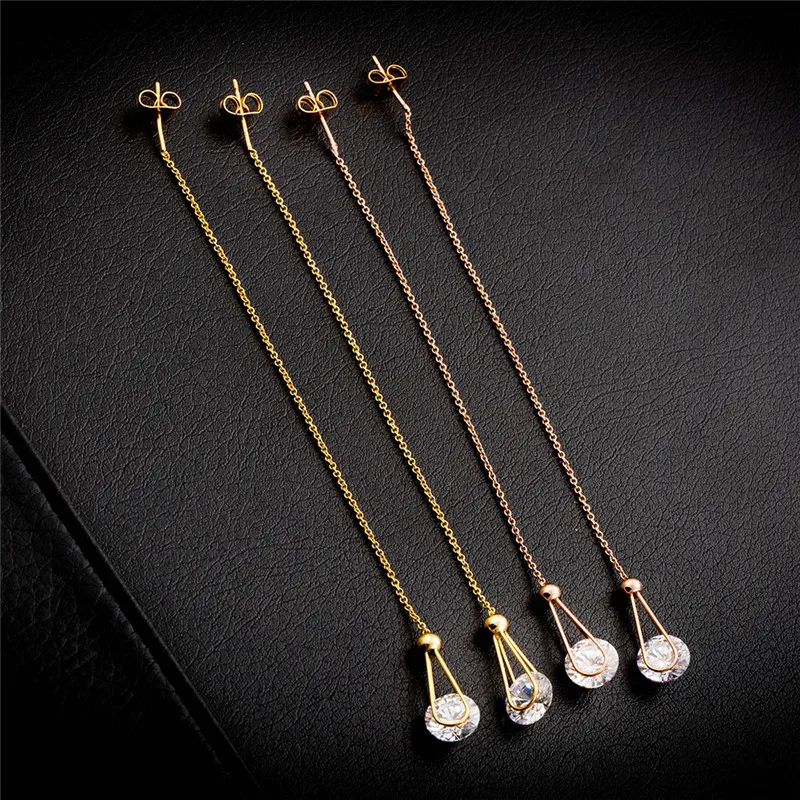 Модные Роскошные 18 золото и цвета розового золота Висячие серьги бутик золотые