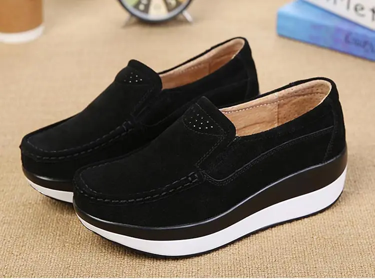 Platform shoes woman fashion sneakers women genuine leather casual women shoes round toe Loafers ladies flat shoes women