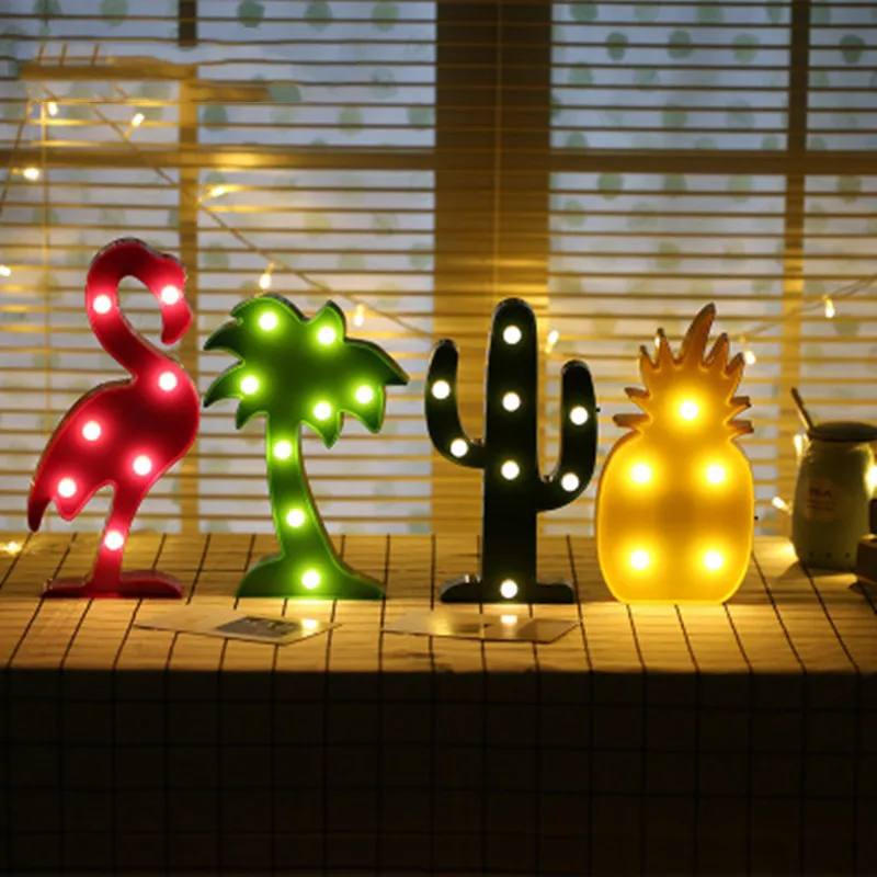 Светодиодные ночные светильники INS настольная лампа фламинго корона кактус