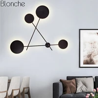 Nordic Round Ring Wall Lamp Led Wall Sconce DIY Black/gold Metal Lights for Living Room Stair Light Bedroom Loft Decor Luminaire