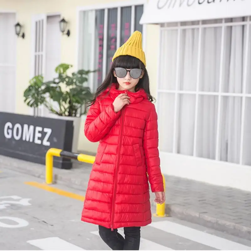 Зимняя пуховая Jackets5 14Y для девочек длинная Детская куртка с капюшоном теплая