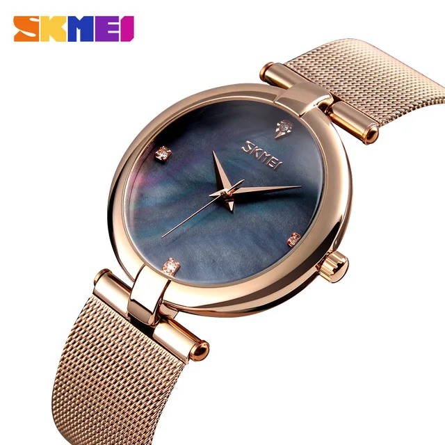 SKMEI часы montre femme женские кварцевые Роскошные повседневные из нержавеющей стали
