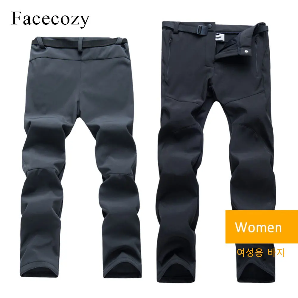 Facecozy, зимние мужские и женские флисовые походные брюки, внутренний флис, водонепроницаемые, плюс походные брюки, уличные ветрозащитные треккинговые брюки
