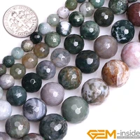 natural stone indian agates round faceted beads for jewelry making 15 diy bracelet necklace jewelry bead 6mm 8mm 10mm 12mm 14mm