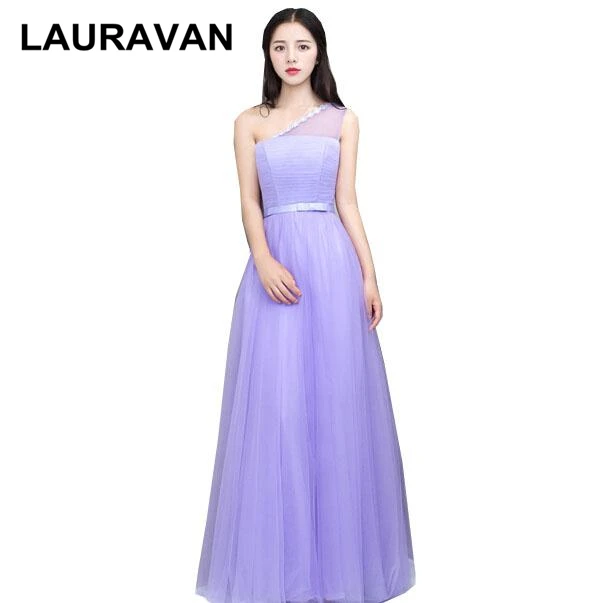 Женское бальное платье на одно плечо милое длинное Тюлевое лаванды короткое