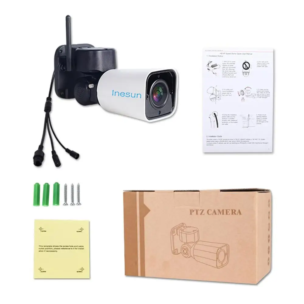 Inesun наружная WiFi камера безопасности PTZ IP HD 1080P 2MP поддержка двухстороннее аудио
