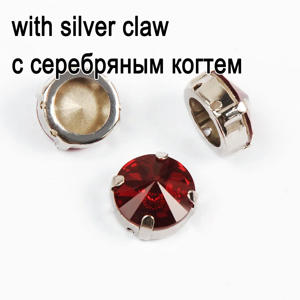 crystal with silver Стеклянный кристалл 6 мм 8 мм 10 мм 12 мм 14 мм 16 мм 18 мм необычный светильник Siam круглые Rivoli с установкой стразы, бусины ручной работы - Цвет: crystal with silver