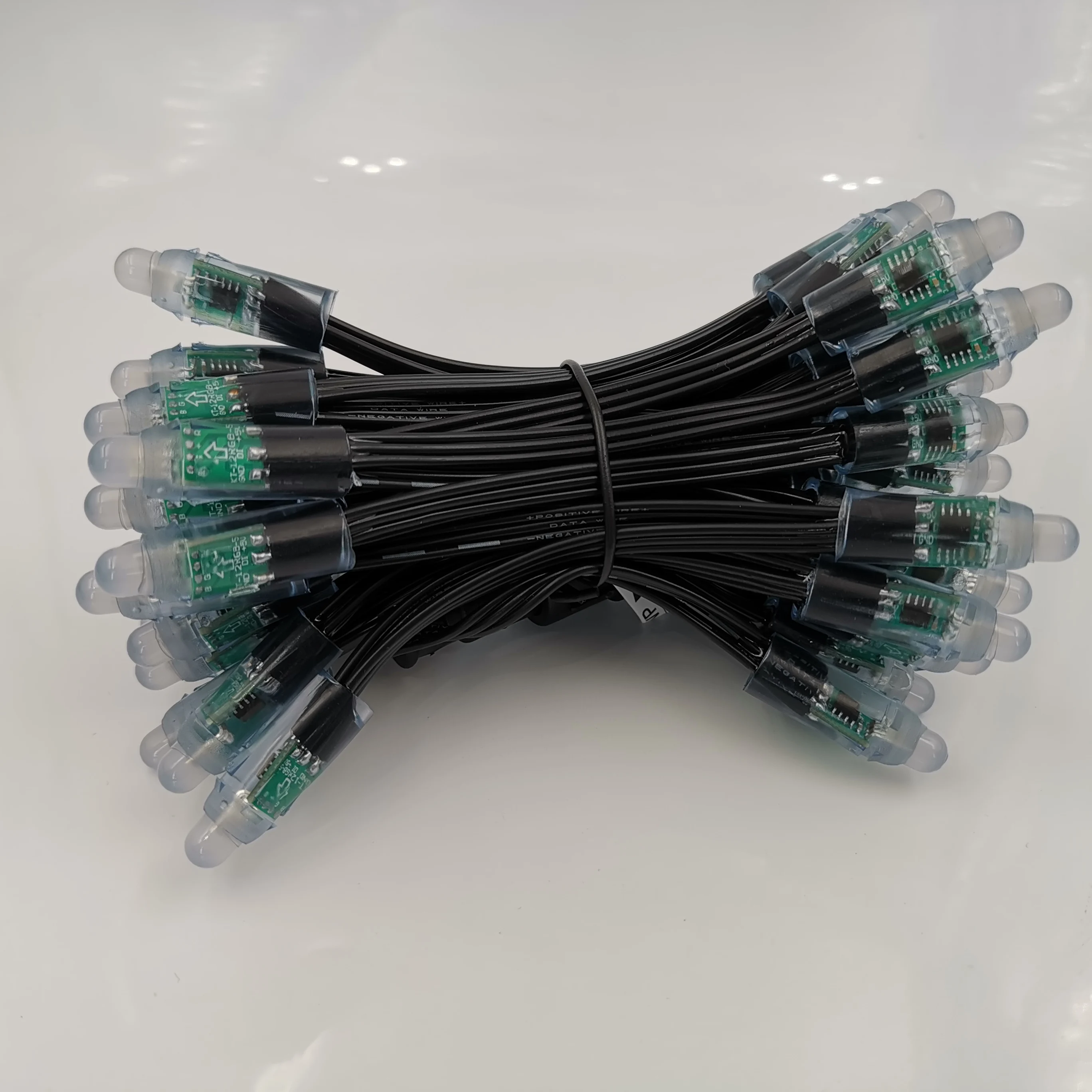 Горячая продажа 12 мм В круглый RGB черный провод водонепроницаемый 50 шт. stringpixel
