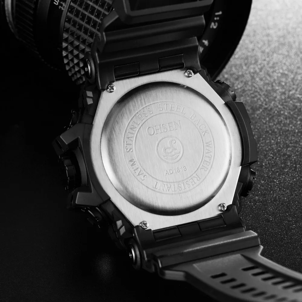 Top OHSEN Digital Quartz Sport Men Wristwatch 50M Waterproof Led Diving Rose Gold Army Military Silicone Watch relogio masculino | Наручные