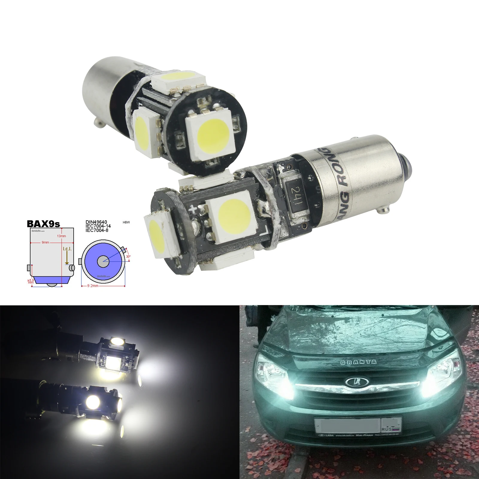 ANGRONG 10x H6W BAX9s 5 SMD светодиодный ная лампа парковочный боковой индикатор фонарь